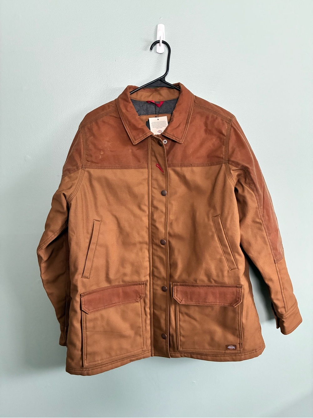 NWT Dickies Women's Brown Waxed Canvas Chore Coat Utility Winter Jacket Sz L